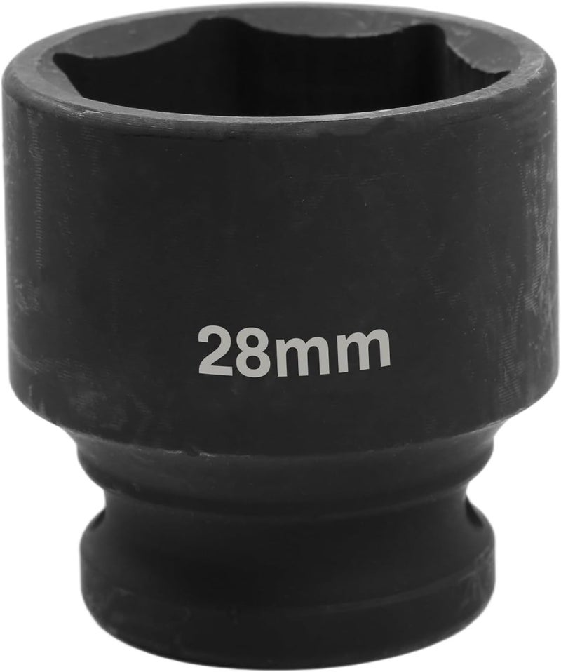 SUNKOO 1/2 Inch Drive 28mm Deep Impact Socket, CR-MO 6 Point Heavy Duty Metric Axle Nut Socket for Easy Removal of Axle and Wheel Hub Nuts - Image 1